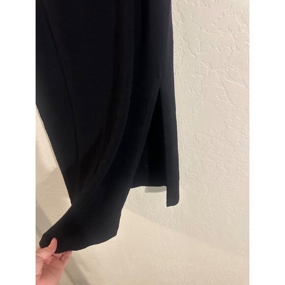 St. John Black Basic Knit Front Slit Midi Skirt - Picture 3 of 8